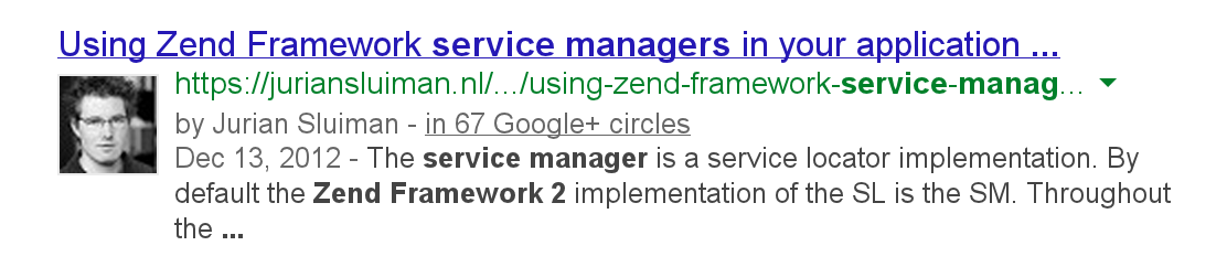 Example of Google Authorship enabled in the search results